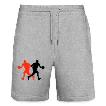 Basketball Player Silhouette Basketball Player Man - Stanley/Stella Trainer Unisex Organic Jogging Shorts - heather grey - Front - Nik (191cm) & Marisol (170cm)