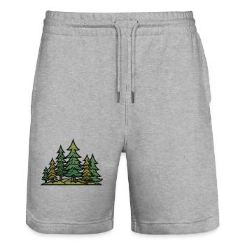 Forêt, Paysage, Arbres, Nature - Short de jogging bio TRAINER Stanley/Stella unisexe - gris chiné - Devant - Nik (191cm) & Marisol (170cm)