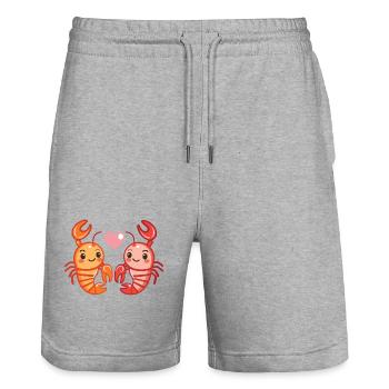 Homard Cancer Couple Amour Couple Amoureux - Short de jogging bio TRAINER Stanley/Stella unisexe - gris chiné - Devant - Nik (191cm) & Marisol (170cm)