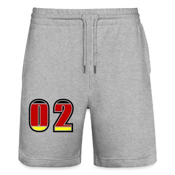 2 Number Germany Jersey - Stanley/Stella Trainer Unisex Organic Jogging Shorts - heather grey - Front - Nik (191cm) & Marisol (170cm)
