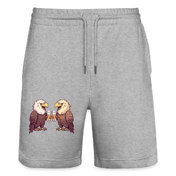 Adler Comic Bier Lustig Saufen - Stanley/Stella Unisex Bio Joggingshorts Trainer  - Grau meliert - Vorne - Nik (191cm) & Marisol (170cm)