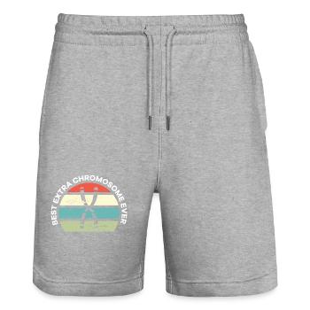 Best Extra Chromosome Ever Down Syndrome Awareness - Stanley/Stella Unisex Bio Joggingshorts Trainer  - Grau meliert - Vorne - Nik (191cm) & Marisol (170cm)