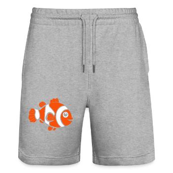 Poisson clown - Short de jogging bio TRAINER Stanley/Stella unisexe - gris chiné - Devant - Nik (191cm) & Marisol (170cm)