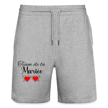 Wife Bride Team for a Bachelorette Party Team Bride - Stanley/Stella Trainer Unisex Organic Jogging Shorts - heather grey - Front - Nik (191cm) & Marisol (170cm)