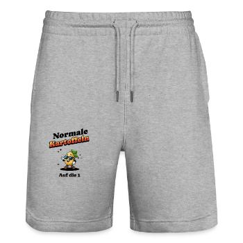 Normale Kartoffeln auf die 1 Meme Geschenk - Stanley/Stella Unisex Bio Joggingshorts Trainer  - Grau meliert - Vorne - Nik (191cm) & Marisol (170cm)