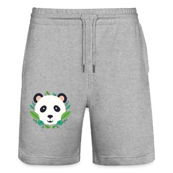 Panda Frieden - Stanley/Stella Unisex Bio Joggingshorts Trainer  - Grau meliert - Vorne - Nik (191cm) & Marisol (170cm)