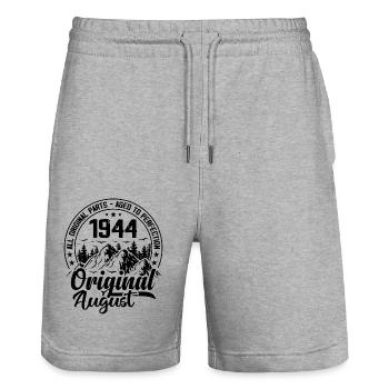 1944 August Original: Geschenk zum 80-jährigen Jubiläum - Stanley/Stella Unisex Bio Joggingshorts Trainer  - Grau meliert - Vorne - Nik (191cm) & Marisol (170cm)