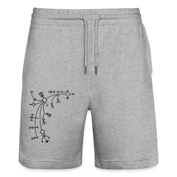 God of War Ragnarok Leviathan Axe sticker - Short de jogging bio TRAINER Stanley/Stella unisexe - gris chiné - Devant - Nik (191cm) & Marisol (170cm)