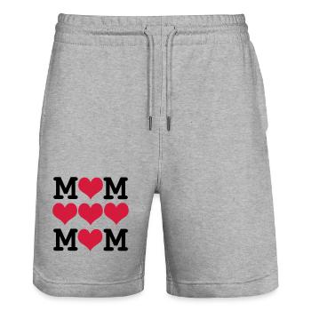 Maman je t'aime  - fêtes des mères - Short de jogging bio TRAINER Stanley/Stella unisexe - gris chiné - Devant - Nik (191cm) & Marisol (170cm)