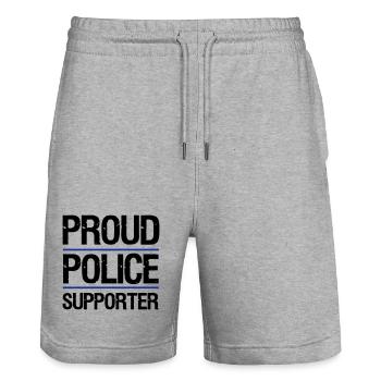 Proud Police Supporter, Polizei, Polizist,Geschenk - Stanley/Stella Unisex Bio Joggingshorts Trainer  - Grau meliert - Vorne - Nik (191cm) & Marisol (170cm)