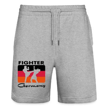 fighter germany - Stanley/Stella Unisex Bio Joggingshorts Trainer  - Grau meliert - Vorne - Nik (191cm) & Marisol (170cm)