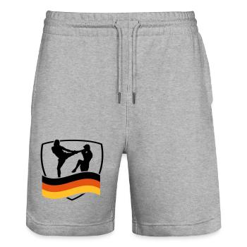 deutschland_kampfsport_1 - Stanley/Stella Unisex Bio Joggingshorts Trainer  - Grau meliert - Vorne - Nik (191cm) & Marisol (170cm)