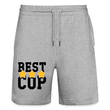 Best Cop - Police - Policeman - Gun - Security - Stanley/Stella Trainer Unisex Organic Jogging Shorts - heather grey - Front - Nik (191cm) & Marisol (170cm)