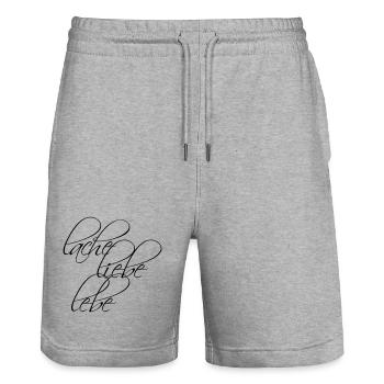 Design: Lache Liebe Lebe - Stanley/Stella Unisex Bio Joggingshorts Trainer  - Grau meliert - Vorne - Nik (191cm) & Marisol (170cm)