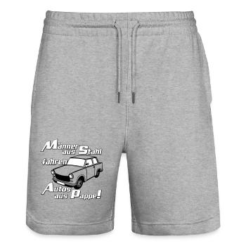  , DDR Kult , Männer aus Stahl (25) - Stanley/Stella Unisex Bio Joggingshorts Trainer  - Grau meliert - Vorne - Nik (191cm) & Marisol (170cm)