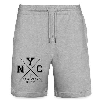 New York City - Short de jogging bio TRAINER Stanley/Stella unisexe - gris chiné - Devant - Nik (191cm) & Marisol (170cm)