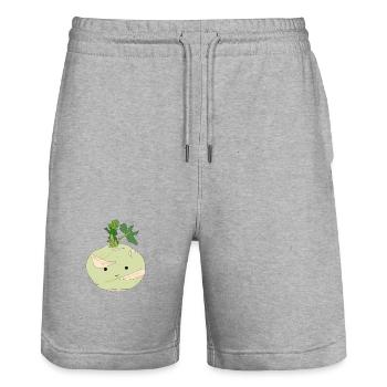 Mr. Kohlrabi - Stanley/Stella Trainer Unisex Organic Jogging Shorts - heather grey - Front - Nik (191cm) & Marisol (170cm)