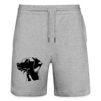Magyar Vizsla head - Stanley/Stella Trainer Unisex Organic Jogging Shorts - heather grey - Front - Nik (191cm) & Marisol (170cm)