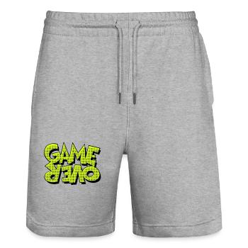 Game Over Retro-Pixel-Design - Stanley/Stella Unisex Bio Joggingshorts Trainer  - Grau meliert - Vorne - Nik (191cm) & Marisol (170cm)