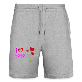 Liebevolles Muttertagsherz Blumendesign - Stanley/Stella Unisex Bio Joggingshorts Trainer  - Grau meliert - Vorne - Nik (191cm) & Marisol (170cm)