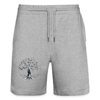 arbre de vie - Short de jogging bio TRAINER Stanley/Stella unisexe - gris chiné - Devant - Nik (191cm) & Marisol (170cm)