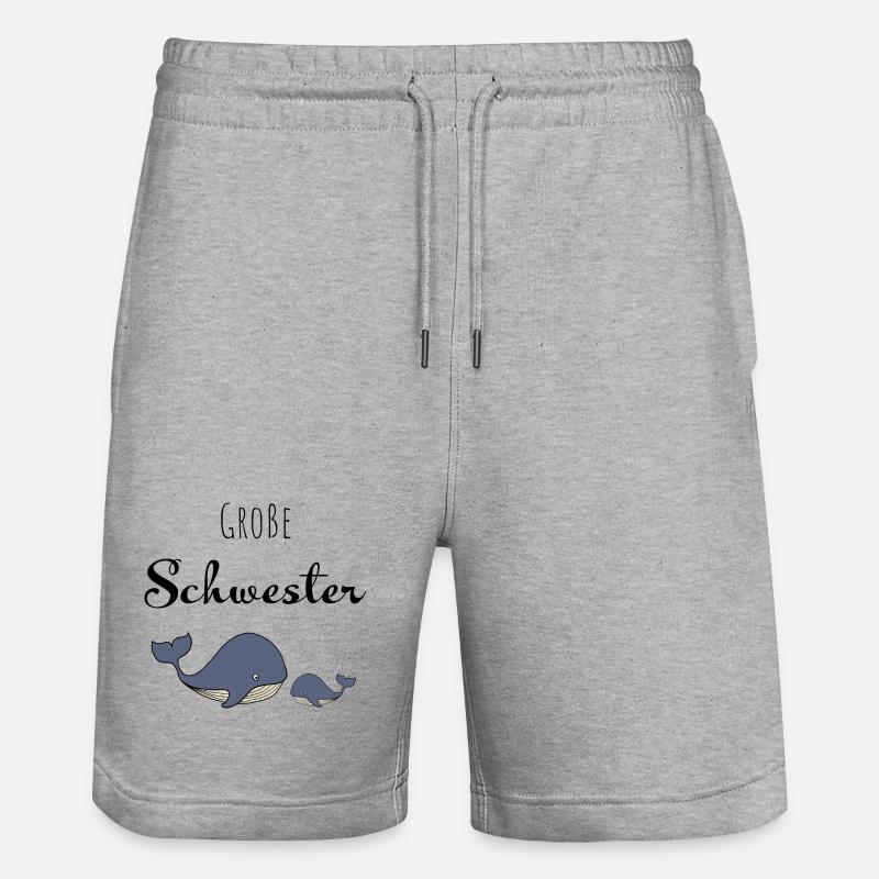 Große Schwester Wal - Stanley/Stella Unisex Bio Joggingshorts Trainer  - Grau meliert