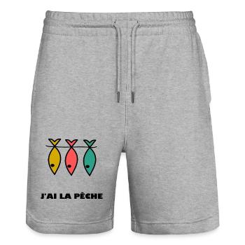 J'AI LA PÊCHE. HUMOUR. JE PEUX PAS. PÊCHE. POISSON - Short de jogging bio TRAINER Stanley/Stella unisexe - gris chiné - Devant - Nik (191cm) & Marisol (170cm)