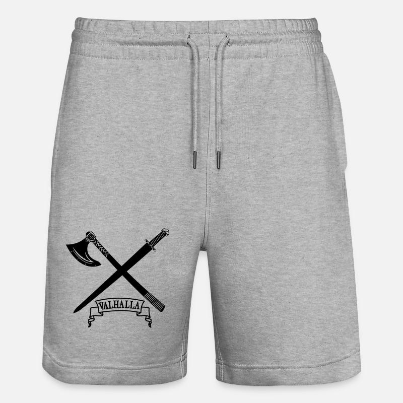 Valhalla avec hache et épée - Short de jogging bio TRAINER Stanley/Stella unisexe - gris chiné