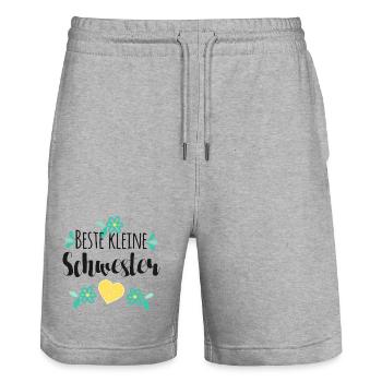 Beste Kleine Schwester - Stanley/Stella Unisex Bio Joggingshorts Trainer  - Grau meliert - Vorne - Nik (191cm) & Marisol (170cm)
