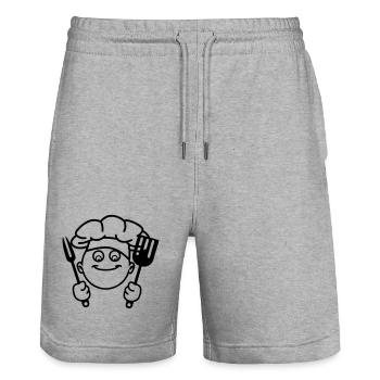 Cuisiner le barbecue - Short de jogging bio TRAINER Stanley/Stella unisexe - gris chiné - Devant - Nik (191cm) & Marisol (170cm)