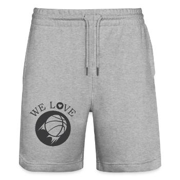 we love basketball streetballFreunde Symbol Logo - Stanley/Stella Unisex Bio Joggingshorts Trainer  - Grau meliert - Vorne - Nik (191cm) & Marisol (170cm)