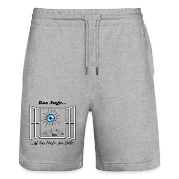 Das Auge ist das Fenster zur Seele :) - Stanley/Stella Unisex Bio Joggingshorts Trainer  - Grau meliert - Vorne - Nik (191cm) & Marisol (170cm)
