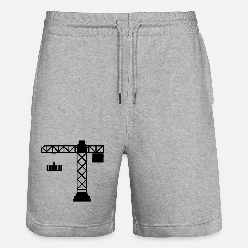 Grue avec conteneur maritime - Short de jogging bio TRAINER Stanley/Stella unisexe - gris chiné