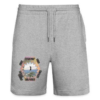 Les îles Canaries avec leur propre touche - plaisir ensoleillé sur la plage - Short de jogging bio TRAINER Stanley/Stella unisexe - gris chiné - Devant - Nik (191cm) & Marisol (170cm)