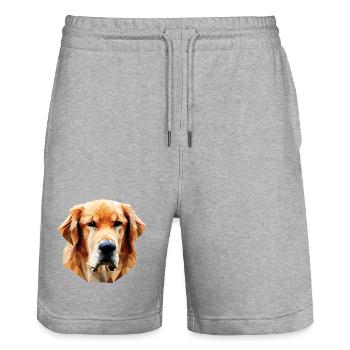 Polygone de chien Labrabor - Short de jogging bio TRAINER Stanley/Stella unisexe - gris chiné - Devant - Nik (191cm) & Marisol (170cm)