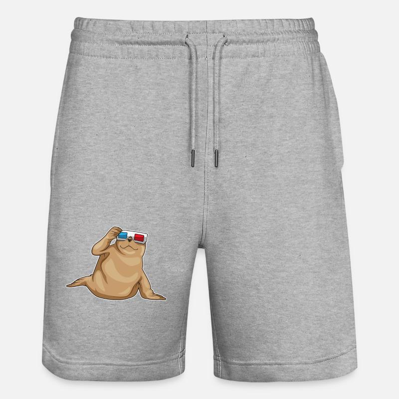 Seehund Brille - Stanley/Stella Unisex Bio Joggingshorts Trainer  - Grau meliert