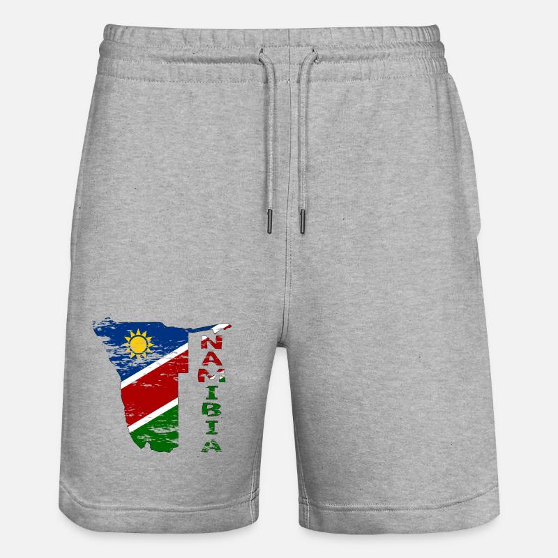 Namibie Carte Drapeau utilisé - Short de jogging bio TRAINER Stanley/Stella unisexe - gris chiné