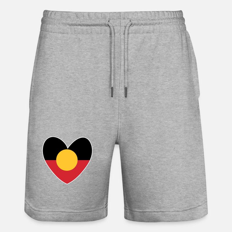 Cœur aborigène australien - Short de jogging bio TRAINER Stanley/Stella unisexe - gris chiné