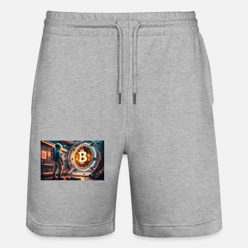 Bitcoin Astronaut Währung - Stanley/Stella Unisex Bio Joggingshorts Trainer  - Grau meliert