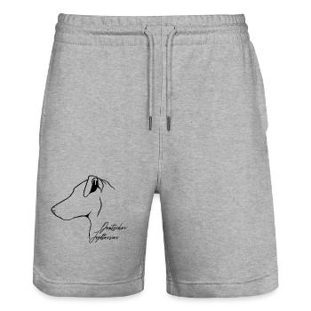 Deutscher Jagdterrier Profil Hunde Hund Wilsigns - Stanley/Stella Unisex Bio Joggingshorts Trainer  - Grau meliert - Vorne - Nik (191cm) & Marisol (170cm)