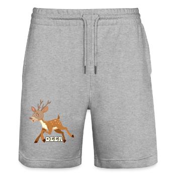 Skurriler Hirsch-Sprint - Stanley/Stella Unisex Bio Joggingshorts Trainer  - Grau meliert - Vorne - Nik (191cm) & Marisol (170cm)