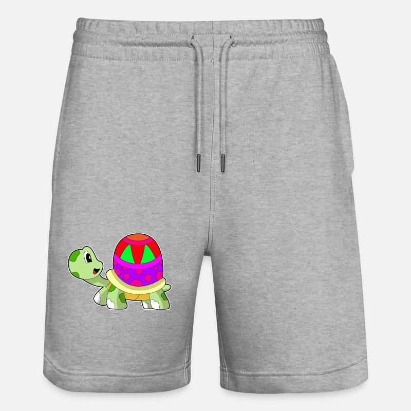 Turtle Easter Egg - Stanley/Stella Trainer Unisex Organic Jogging Shorts - heather grey