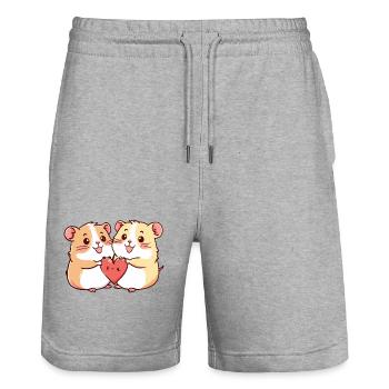Hamster Paar Verliebt Tier Valentinstag - Stanley/Stella Unisex Bio Joggingshorts Trainer  - Grau meliert - Vorne - Nik (191cm) & Marisol (170cm)