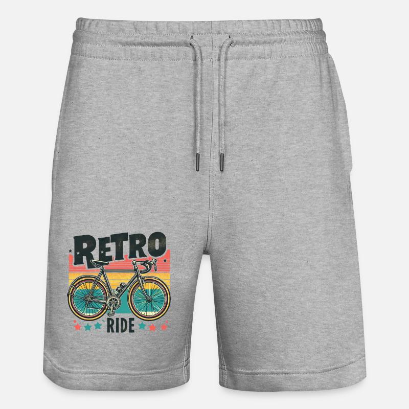 Retro Bicycle with Sunset Background - Stanley/Stella Trainer Unisex Organic Jogging Shorts - heather grey