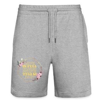Love in Full Bloom Floral Frame - Stanley/Stella Trainer Unisex Organic Jogging Shorts - heather grey - Front - Nik (191cm) & Marisol (170cm)