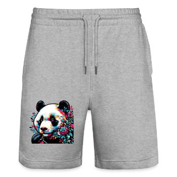 Panda - Stanley/Stella Unisex Bio Joggingshorts Trainer  - Grau meliert - Vorne - Nik (191cm) & Marisol (170cm)