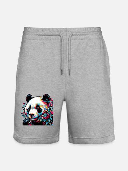 Panda - Stanley/Stella Trainer Unisex Organic Jogging Shorts - heather grey