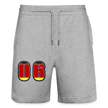 6 Nummer Deutschland Trikot - Stanley/Stella Unisex Bio Joggingshorts Trainer  - Grau meliert - Vorne - Nik (191cm) & Marisol (170cm)