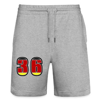 36 Number Germany Jersey - Stanley/Stella Trainer Unisex Organic Jogging Shorts - heather grey - Front - Nik (191cm) & Marisol (170cm)