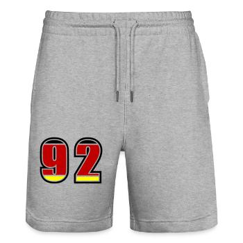 92 Number Germany Jersey - Stanley/Stella Trainer Unisex Organic Jogging Shorts - heather grey - Front - Nik (191cm) & Marisol (170cm)